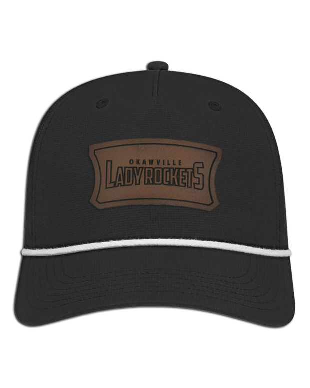 Okawville Rockets Leather Patch Badge Hat - Athletic Rope Cap