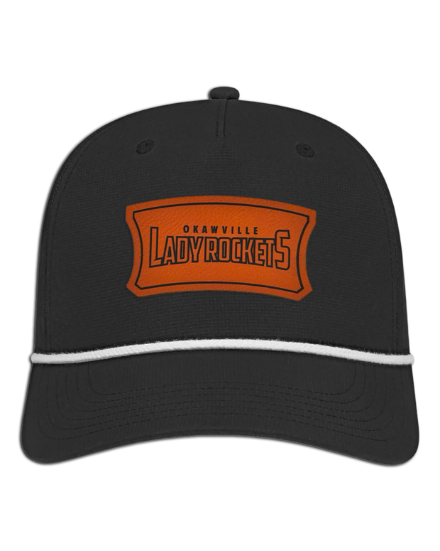 Okawville Rockets Leather Patch Badge Hat - Athletic Rope Cap