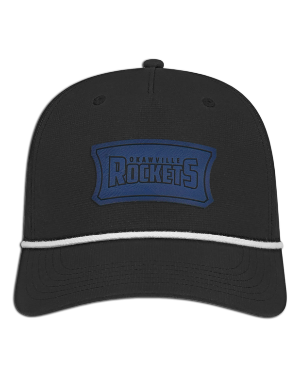 Okawville Rockets Leather Patch Badge Hat - Athletic Rope Cap