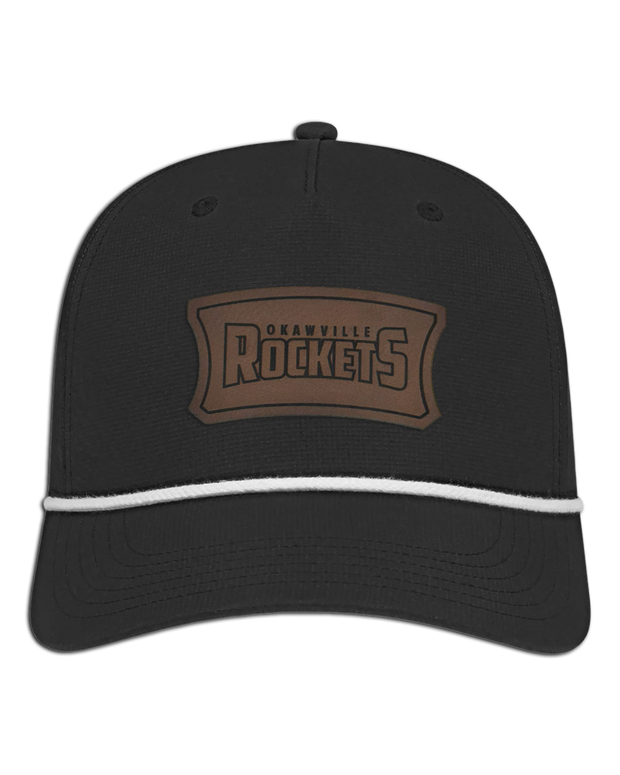 Okawville Rockets Leather Patch Badge Hat - Athletic Rope Cap