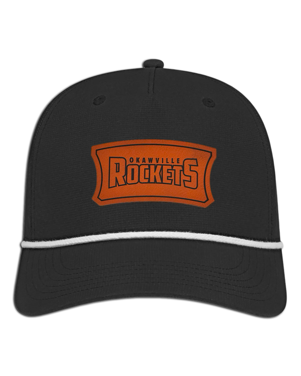 Okawville Rockets Leather Patch Badge Hat - Athletic Rope Cap