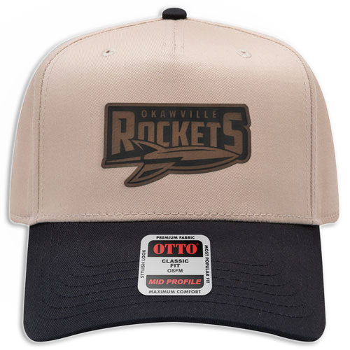 Rockets Leather Patch Hat - Cavas 5 Panel Trucker