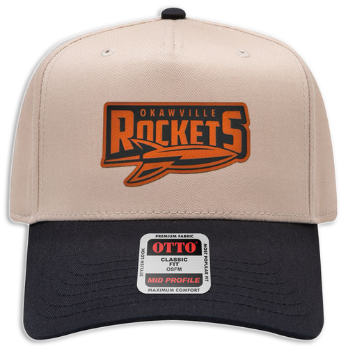 Rockets Leather Patch Hat - Cavas 5 Panel Trucker
