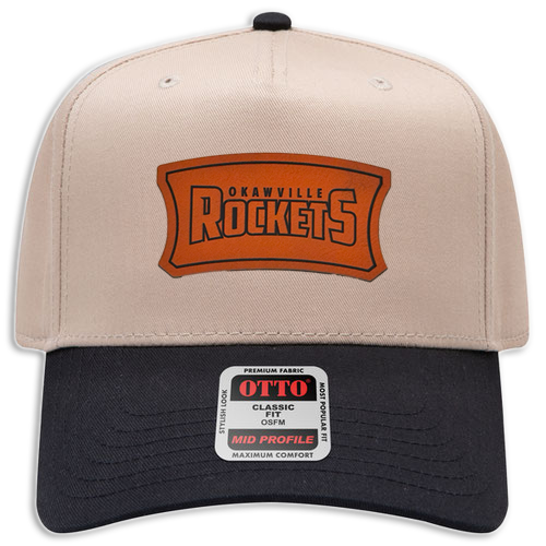 Okawville Rockets Leather Patch Badge Hat - Cavas 5 Panel Trucker
