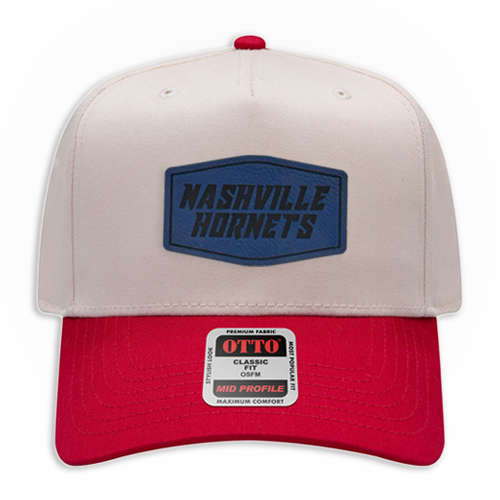 Nashville Hornets Leather Patch Badge Hat - Canvas 5 Panel Trucker