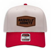 Nashville Hornets Leather Patch Badge Hat - Canvas 5 Panel Trucker
