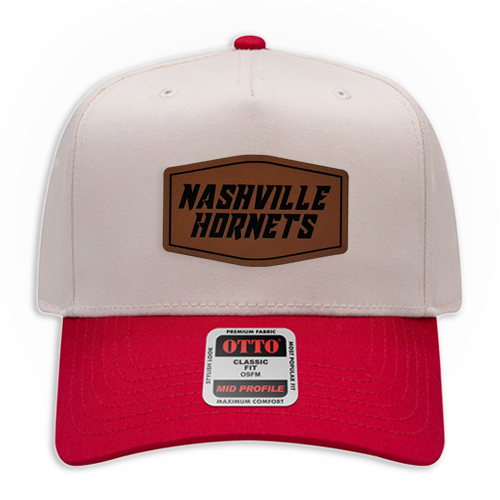Nashville Hornets Leather Patch Badge Hat - Canvas 5 Panel Trucker