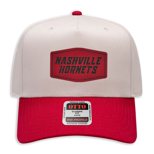 Nashville Hornets Leather Patch Badge Hat - Canvas 5 Panel Trucker