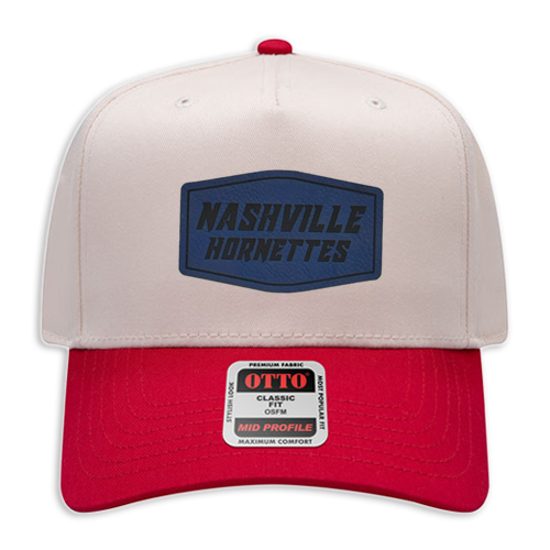 Nashville Hornets Leather Patch Badge Hat - Canvas 5 Panel Trucker