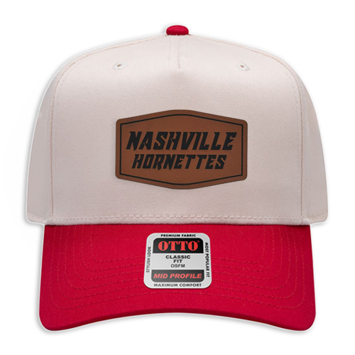 Nashville Hornets Leather Patch Badge Hat - Canvas 5 Panel Trucker