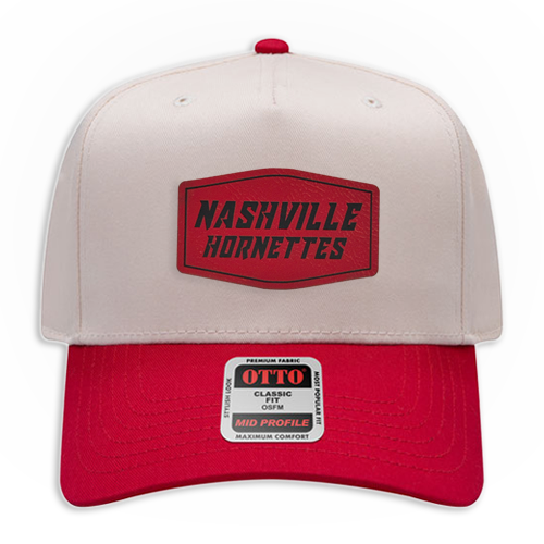 Nashville Hornets Leather Patch Badge Hat - Canvas 5 Panel Trucker