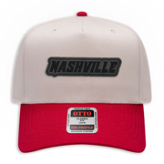 Nashville Name Leather Patch Hat - Canvas 5 Panel Trucker