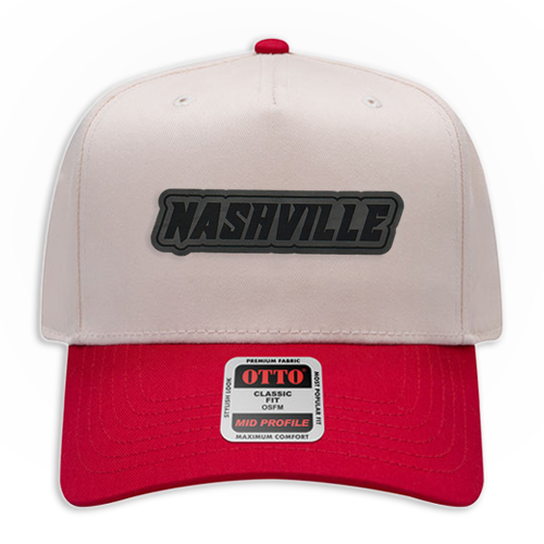 Nashville Name Leather Patch Hat - Canvas 5 Panel Trucker
