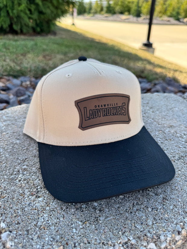 Okawville Rockets Leather Patch Badge Hat - Cavas 5 Panel Trucker