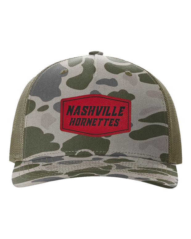 Nashville Hornets Leather Patch Badge Hat - Richardson Camo