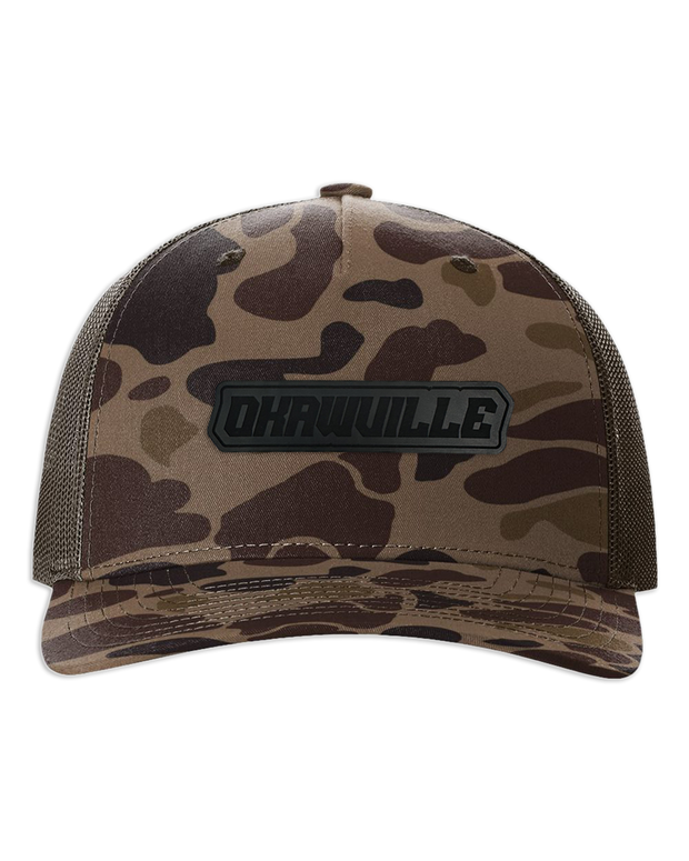 Okawville Name Leather Patch Hat - Richardson Camo