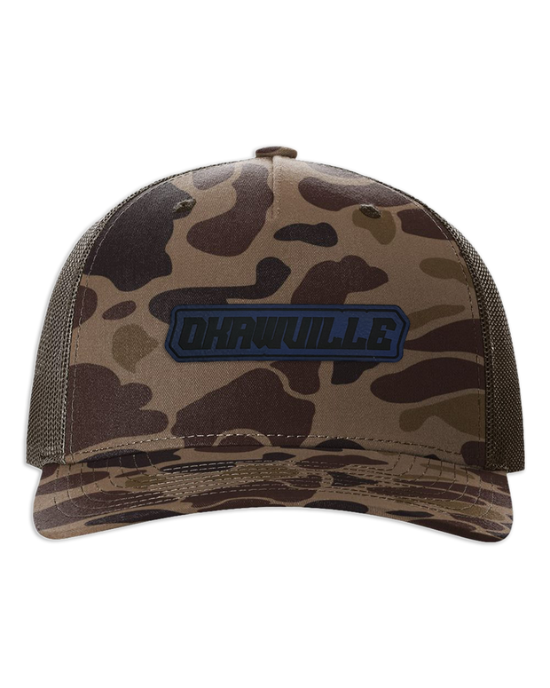 Okawville Name Leather Patch Hat - Richardson Camo