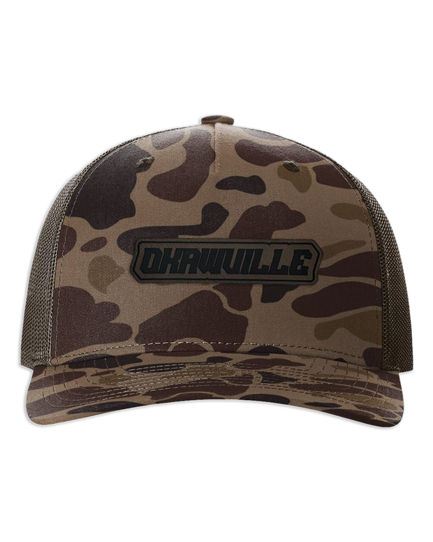 Okawville Name Leather Patch Hat - Richardson Camo