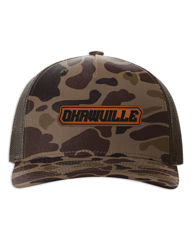 Okawville Name Leather Patch Hat - Richardson Camo